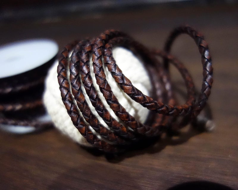 Cords Craft, 3mm Braided Leather Cord for Jewelry Making, Round Bolo Braided Leather Cord, Wrap Bracelets, Necklaces, DIY Craft, Hobby Projects, Dark Brown Vintage, Roll of 5 Meters = 5.46 Yards - Image 4